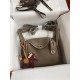 Hermes Hermès Mini Lindy 19cm Imported Taurillon Clemence Leather Dark Grey Silver Hardware Hand-Stitched