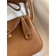 Hermes Hermès Mini Lindy 19cm Imported Taurillon Clemence Leather Gold Brown Gold Hardware Hand-Stitched