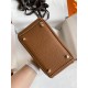 Hermes Hermès Mini Lindy 19cm Imported Taurillon Clemence Leather Gold Brown Gold Hardware Hand-Stitched