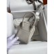 Hermes Hermès Mini Lindy 19cm Imported Taurillon Clemence Leather Pearl Grey Silver Hardware Hand-Stitched