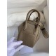 Hermes Hermès Mini Lindy 19cm Imported Taurillon Clemence Leather Elephant Grey Gold Hardware Hand-Stitched