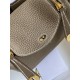 Hermes Hermès Mini Lindy 19cm Imported Taurillon Clemence Leather Elephant Grey Gold Hardware Hand-Stitched