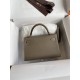 Hermes Hermès Mini Kelly 19cm Imported Epsom Leather Elephant Grey Inner Stitching Milk Tea Pink Gold Hardware Hand-Stitched