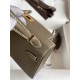 Hermes Hermès Mini Kelly 19cm Imported Epsom Leather Elephant Grey Inner Stitching Milk Tea Pink Gold Hardware Hand-Stitched