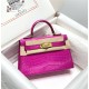 Hermes Hermès Mini Kelly 2 Arabian Nights Purple Crocodile Skin Pattern 19cm Hand-Stitched