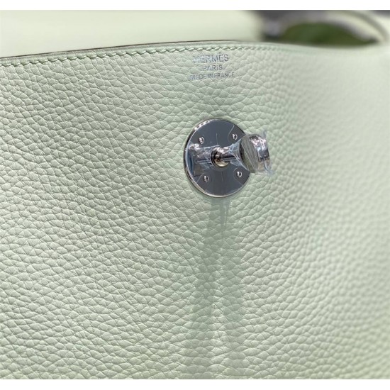 Hermes Hermès Lindy 30 Togo Bubble Green Silver Hardware Hand-Stitched