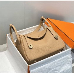 Hermes Hermès Lindy 30 Togo Milk Tea Brown Silver Hardware Hand-Stitched