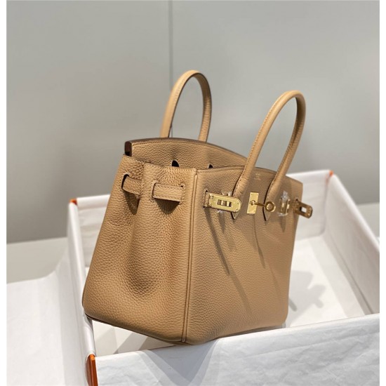 Hermes Hermès Birkin 25 Togo Milk Tea Brown Gold Hardware Hand-Stitched