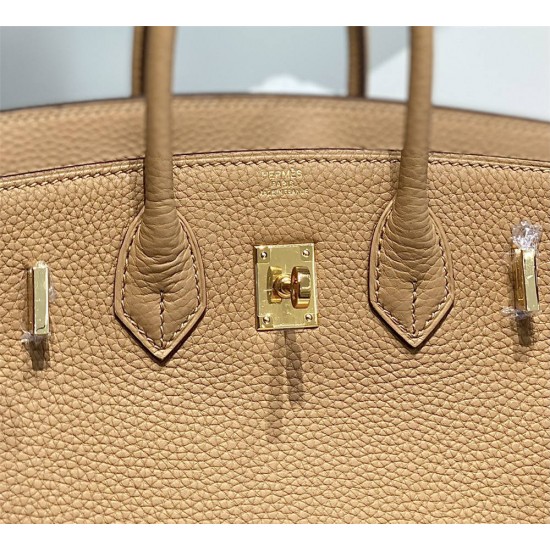 Hermes Hermès Birkin 25 Togo Milk Tea Brown Gold Hardware Hand-Stitched