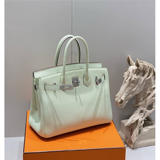 Hermes Hermès Birkin 30 Togo Bubble Green Silver Hardware Hand-Stitched