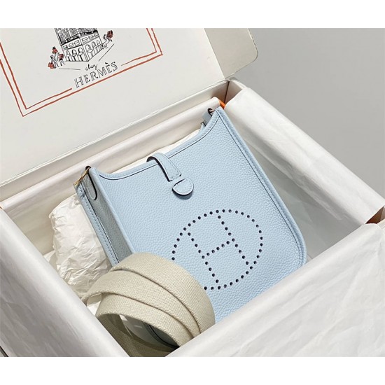 Hermes Hermès Evelyne 18 Togo Light Blue Gold Hardware Hand-Stitched