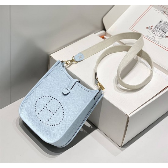 Hermes Hermès Evelyne 18 Togo Light Blue Gold Hardware Hand-Stitched