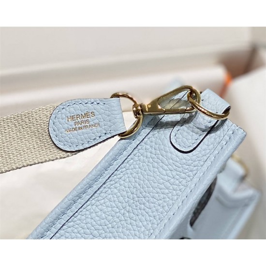 Hermes Hermès Evelyne 18 Togo Light Blue Gold Hardware Hand-Stitched