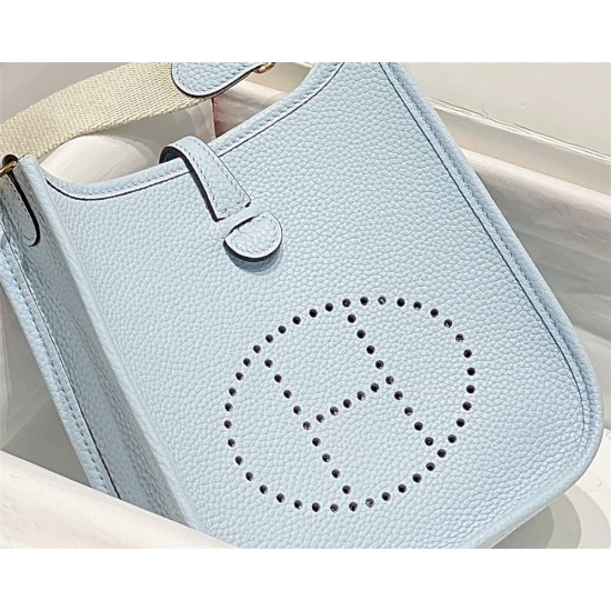 Hermes Hermès Evelyne 18 Togo Light Blue Gold Hardware Hand-Stitched