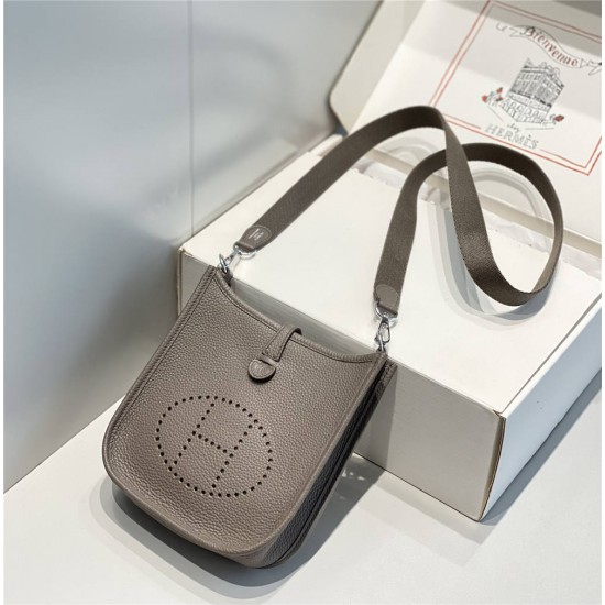 Hermes Hermès Evelyne 18 Togo Dark Grey Silver Hardware Hand-Stitched