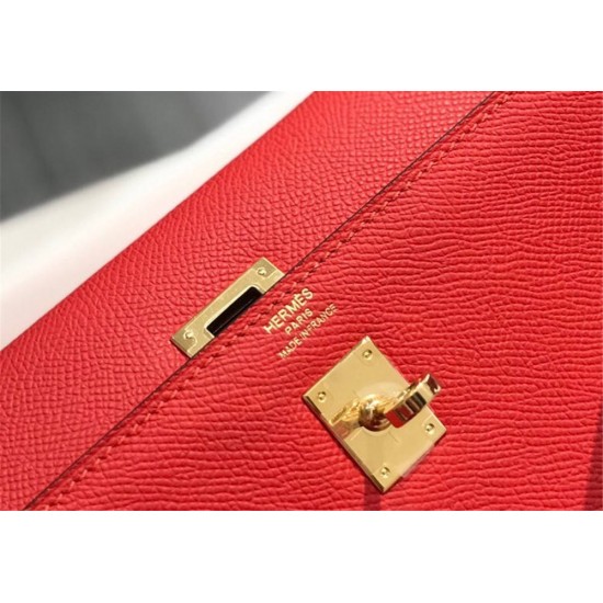 Hermes Hermès Kelly 28 Epsom Red Gold Hardware Hand-Stitched