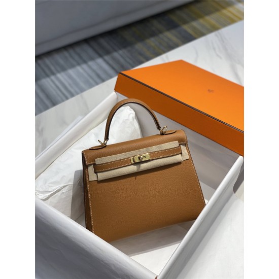 Hermes Hermès Kelly 28 Epsom Brown Gold Hardware Hand-Stitched