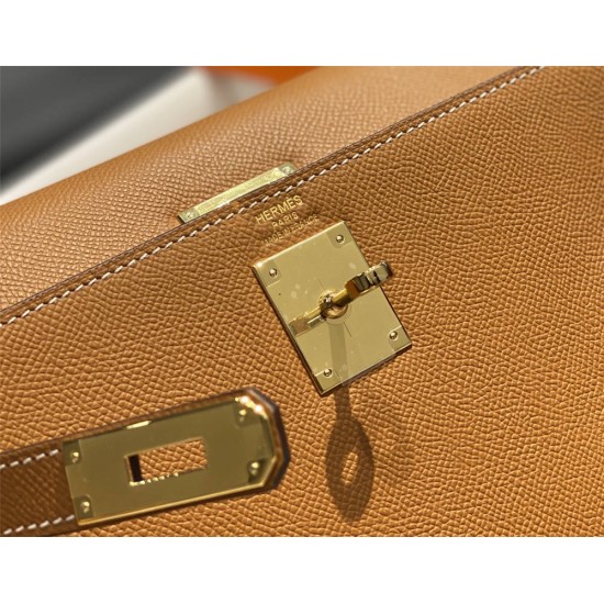 Hermes Hermès Kelly 28 Epsom Brown Gold Hardware Hand-Stitched