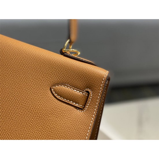 Hermes Hermès Kelly 28 Epsom Brown Gold Hardware Hand-Stitched