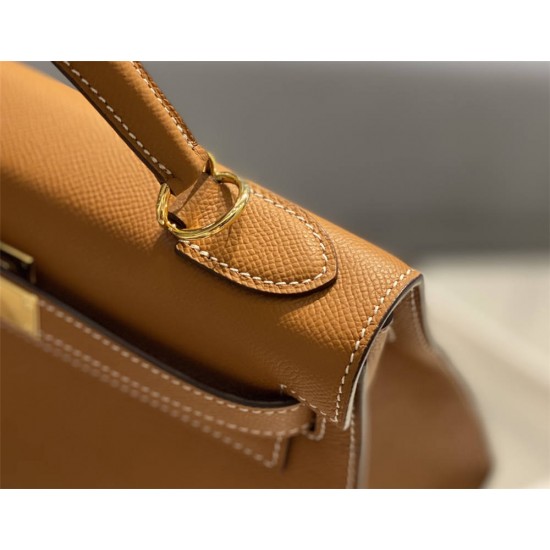 Hermes Hermès Kelly 28 Epsom Brown Gold Hardware Hand-Stitched