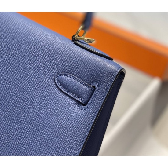 Hermes Hermès Kelly 28 Epsom Blue Gold Hardware Hand-Stitched