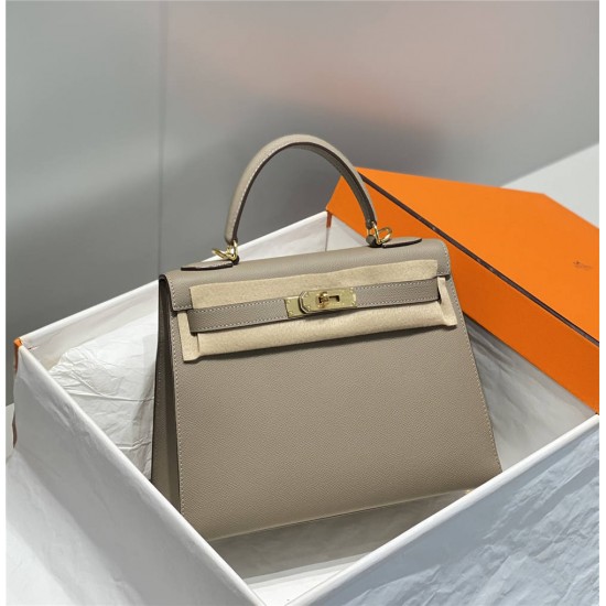 Hermes Hermès Kelly 28 Epsom Grey Gold Hardware Hand-Stitched