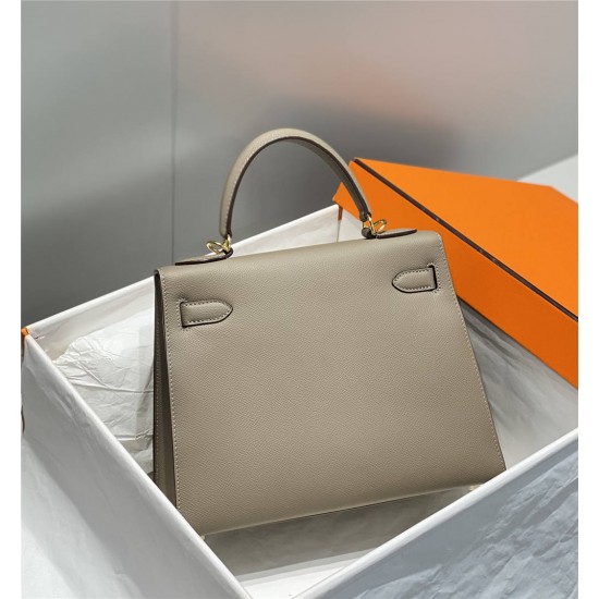 Hermes Hermès Kelly 28 Epsom Grey Gold Hardware Hand-Stitched