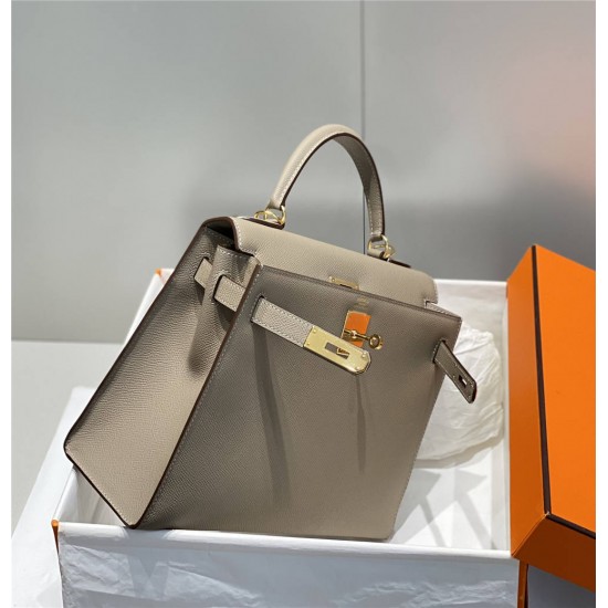 Hermes Hermès Kelly 28 Epsom Grey Gold Hardware Hand-Stitched