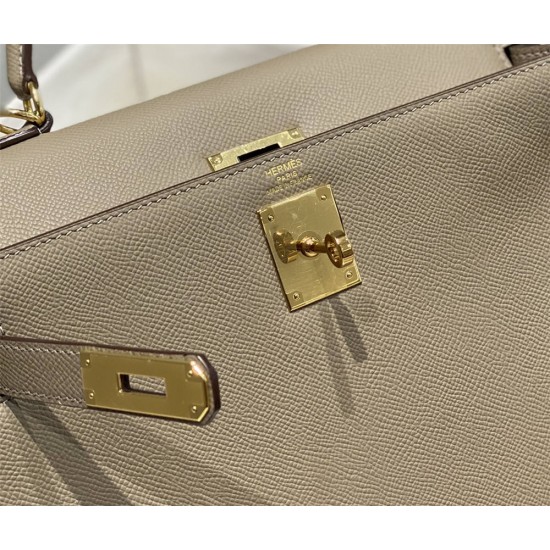 Hermes Hermès Kelly 28 Epsom Grey Gold Hardware Hand-Stitched