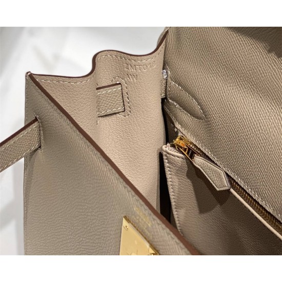 Hermes Hermès Kelly 28 Epsom Grey Gold Hardware Hand-Stitched