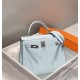 Hermes Hermès Kelly 28 Epsom Light Blue Silver Hardware Hand-Stitched