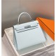 Hermes Hermès Kelly 28 Epsom Light Blue Silver Hardware Hand-Stitched