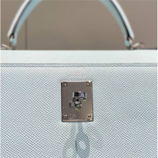 Hermes Hermès Kelly 28 Epsom Light Blue Silver Hardware Hand-Stitched