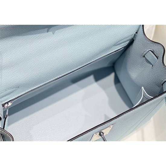 Hermes Hermès Kelly 25 Epsom Light Blue Silver Hardware Hand-Stitched