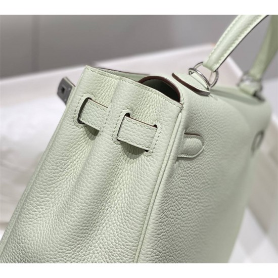 Hermes Hermès Kelly 25 Togo Bubble Green Silver Hardware Hand-Stitched