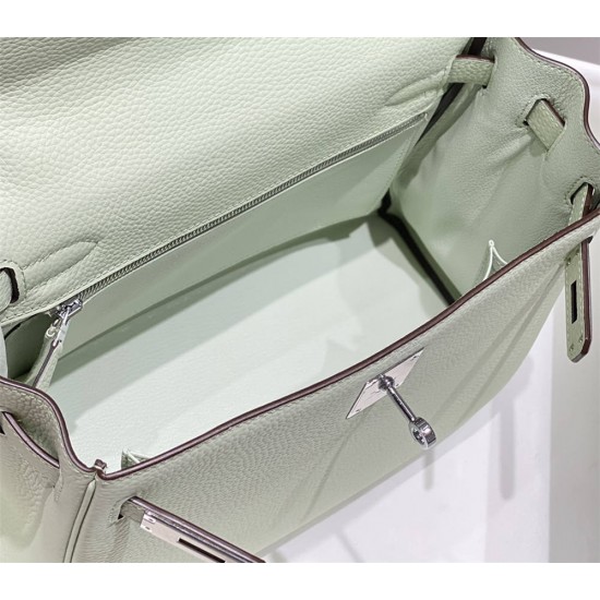 Hermes Hermès Kelly 25 Togo Bubble Green Silver Hardware Hand-Stitched