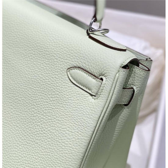 Hermes Hermès Kelly 28 Togo Bubble Green Silver Hardware Hand-Stitched