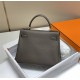 Hermes Hermès Kelly 25 Togo Dark Grey Gold Hardware Hand-Stitched