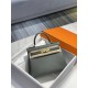 Hermes Hermès Kelly 25 Togo Grey Blue Gold Hardware Hand-Stitched