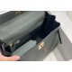 Hermes Hermès Kelly 25 Togo Grey Blue Gold Hardware Hand-Stitched