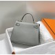 Hermes Hermès Kelly 25 Togo Light Grey Blue Gold Hardware Hand-Stitched