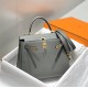 Hermes Hermès Kelly 25 Togo Light Grey Blue Gold Hardware Hand-Stitched