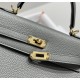 Hermes Hermès Kelly 25 Togo Light Grey Blue Gold Hardware Hand-Stitched