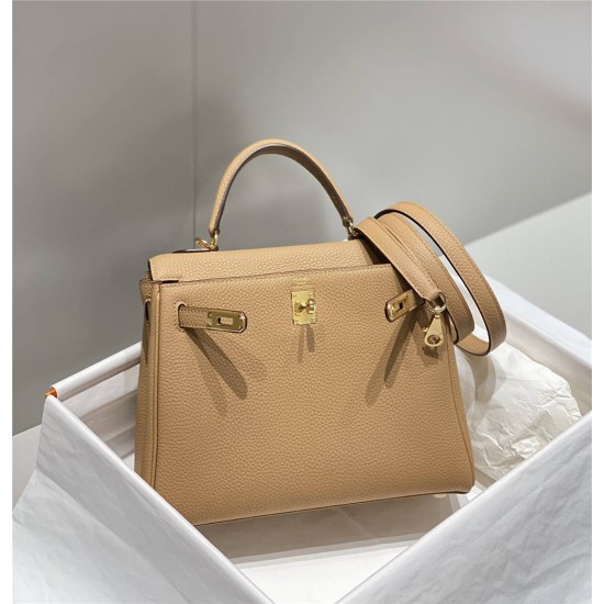 Hermes Hermès Kelly 25 Togo Milk Tea Brown Silver Hardware Hand-Stitched