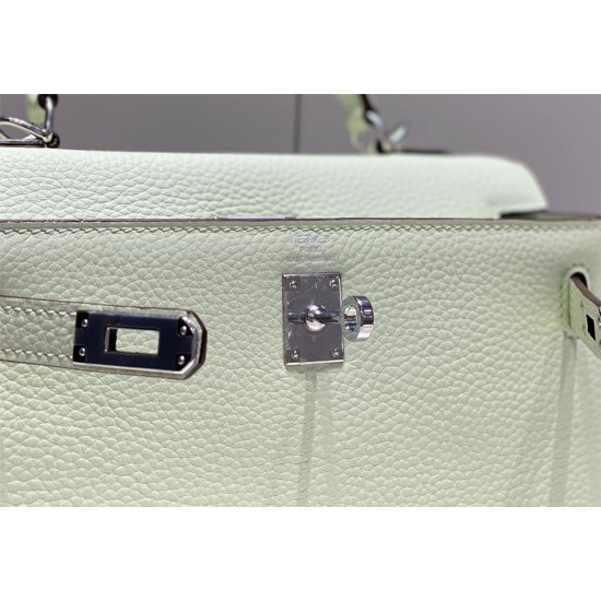 Hermes Hermès Kelly 25 Togo Bubble Green Silver Hardware Hand-Stitched