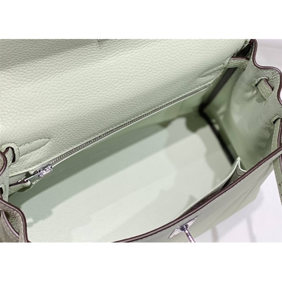 Hermes Hermès Kelly 25 Togo Bubble Green Silver Hardware Hand-Stitched