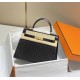 Hermes Hermès Kelly 25 Crocodile Skin Pattern Lambskin Inside Black Gold Hardware Hand-Stitched