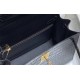 Hermes Hermès Kelly 25 Crocodile Skin Pattern Lambskin Inside Black Gold Hardware Hand-Stitched