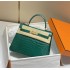 Hermes Hermès Kelly 28 Crocodile Skin Pattern Lambskin Inside Green Gold Hardware Hand-Stitched