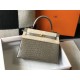 Hermes Hermès Kelly 25 Crocodile Skin Pattern Lambskin Inside Grey Gold Hardware Hand-Stitched